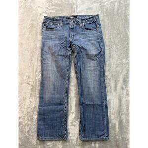 Big Star Jeans Womens Sz 29 Blue Rikki Straight Western Cowgirl Rodeo Low Rise